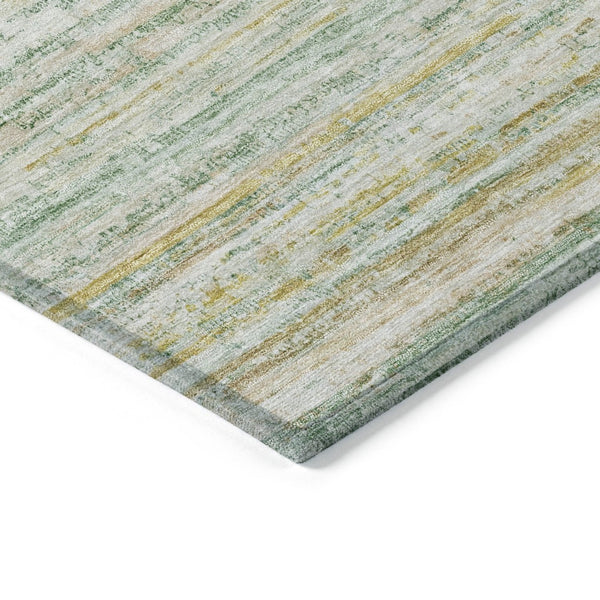 HomeRoots 5' Mint Green Striped Washable Area Rug for Indoor and Outdoor Spaces – Durable, Stylish, Easy Care 8' Round 607964