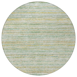 HomeRoots 5' Mint Green Striped Washable Area Rug for Indoor and Outdoor Spaces – Durable, Stylish, Easy Care 8' Round 607964
