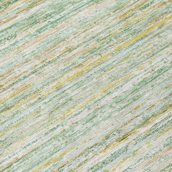 HomeRoots 5' Mint Green Striped Washable Area Rug for Indoor and Outdoor Spaces – Durable, Stylish, Easy Care 8' Round 607964