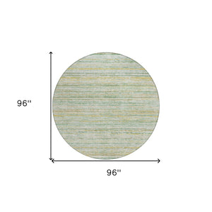 HomeRoots 5' Mint Green Striped Washable Area Rug for Indoor and Outdoor Spaces – Durable, Stylish, Easy Care 8' Round 607964