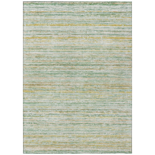 HomeRoots 5' Mint Green Striped Washable Area Rug for Indoor and Outdoor Spaces – Durable, Stylish, Easy Care 8' X 10' 607965