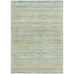 HomeRoots 5' Mint Green Striped Washable Area Rug for Indoor and Outdoor Spaces – Durable, Stylish, Easy Care 9' X 12' 607966