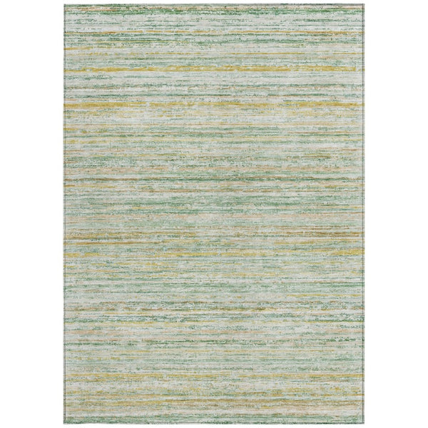 HomeRoots 5' Mint Green Striped Washable Area Rug for Indoor and Outdoor Spaces – Durable, Stylish, Easy Care 9' X 12' 607966