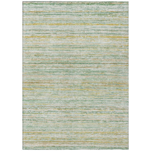HomeRoots 5' Mint Green Striped Washable Area Rug for Indoor and Outdoor Spaces – Durable, Stylish, Easy Care 9' X 12' 607966