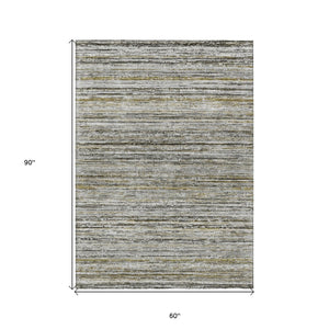 HomeRoots 5' Durable Pewter Striped Area Rug for Indoor & Outdoor Use – Stylish, Washable, and Stain-Resistant! 5' X 8' 607969
