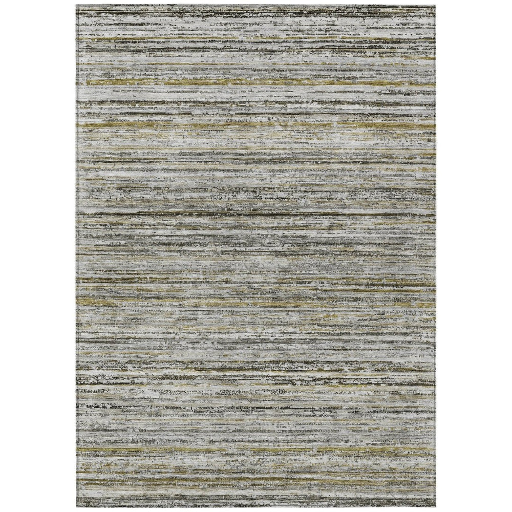 HomeRoots 5' Durable Pewter Striped Area Rug for Indoor & Outdoor Use – Stylish, Washable, and Stain-Resistant! 5' X 8' 607969