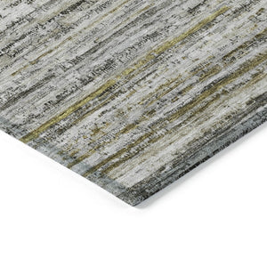 HomeRoots 5' Durable Pewter Striped Area Rug for Indoor & Outdoor Use – Stylish, Washable, and Stain-Resistant! 5' X 8' 607969