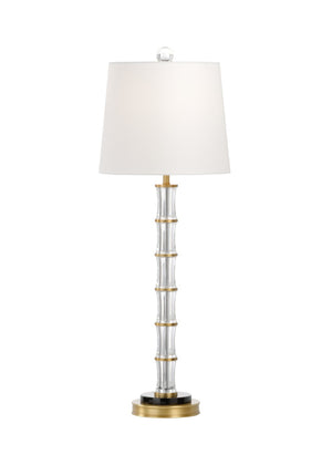 Wildwood Fiji Crystal Table Lamp With Antique Brass Accents — Slim 33.5" Transitional Light For Bedsides 60797