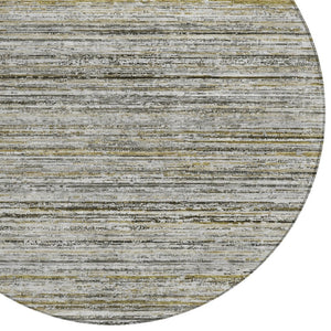 HomeRoots 5' Durable Pewter Striped Area Rug for Indoor & Outdoor Use – Stylish, Washable, and Stain-Resistant! 8' Round 607970