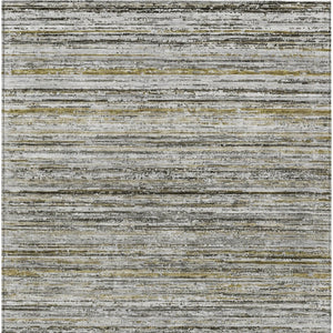 HomeRoots 5' Durable Pewter Striped Area Rug for Indoor & Outdoor Use – Stylish, Washable, and Stain-Resistant! 8' X 10' 607971