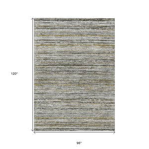 HomeRoots 5' Durable Pewter Striped Area Rug for Indoor & Outdoor Use – Stylish, Washable, and Stain-Resistant! 8' X 10' 607971