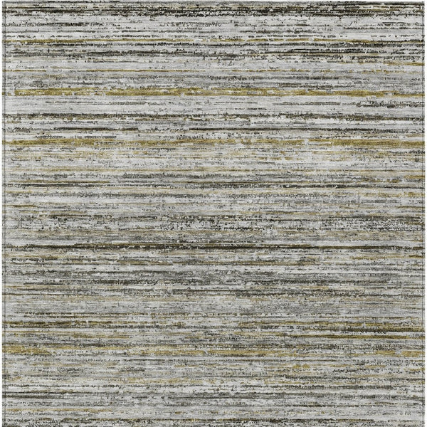 HomeRoots 5' Durable Pewter Striped Area Rug for Indoor & Outdoor Use – Stylish, Washable, and Stain-Resistant! 9' X 12' 607972