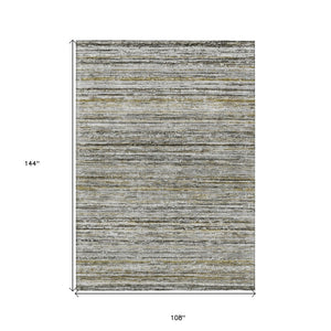 HomeRoots 5' Durable Pewter Striped Area Rug for Indoor & Outdoor Use – Stylish, Washable, and Stain-Resistant! 9' X 12' 607972
