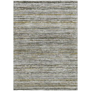HomeRoots 5' Durable Pewter Striped Area Rug for Indoor & Outdoor Use – Stylish, Washable, and Stain-Resistant! 10' X 14' 607973