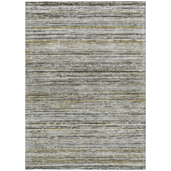 HomeRoots 5' Durable Pewter Striped Area Rug for Indoor & Outdoor Use – Stylish, Washable, and Stain-Resistant! 10' X 14' 607973