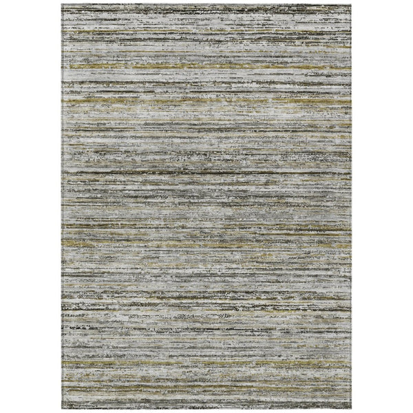 HomeRoots 5' Durable Pewter Striped Area Rug for Indoor & Outdoor Use – Stylish, Washable, and Stain-Resistant! 10' X 14' 607973