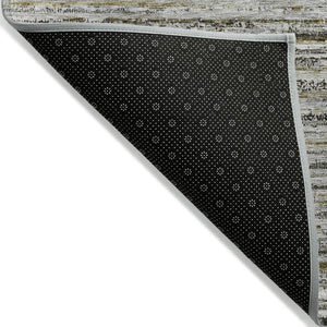 HomeRoots 5' Durable Pewter Striped Area Rug for Indoor & Outdoor Use – Stylish, Washable, and Stain-Resistant! 10' X 14' 607973