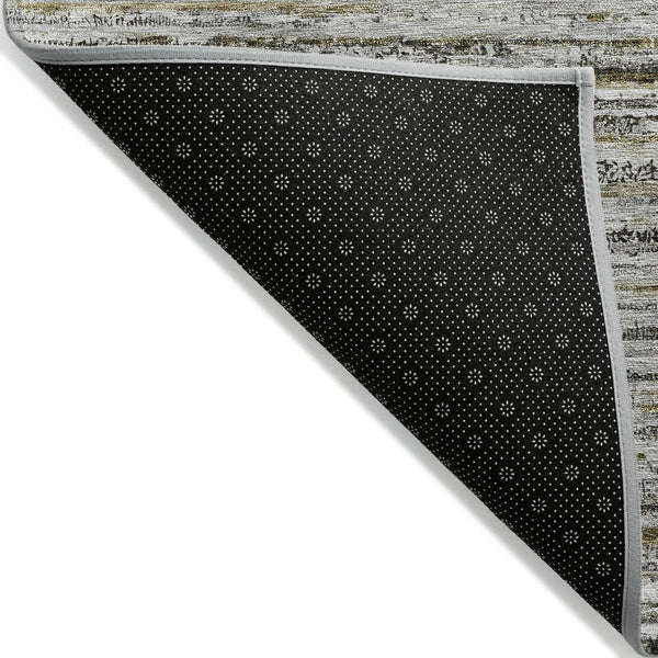 HomeRoots 5' Durable Pewter Striped Area Rug for Indoor & Outdoor Use – Stylish, Washable, and Stain-Resistant! 10' X 14' 607973