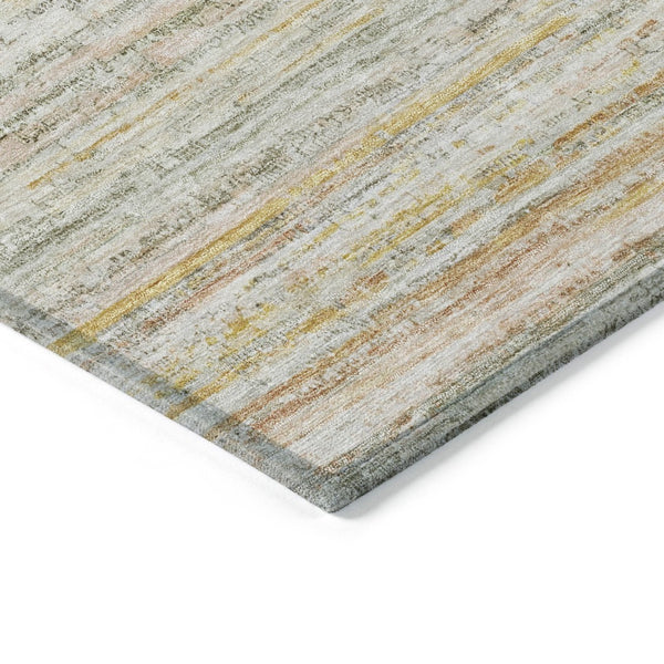 HomeRoots 5' Sage Striped Washable Area Rug – Elegant, Durable Design for Indoor and Outdoor Versatility 5' X 8' 607975