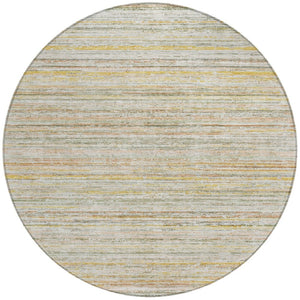 HomeRoots 5' Sage Striped Washable Area Rug – Elegant, Durable Design for Indoor and Outdoor Versatility 8' Round 607976
