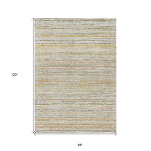 HomeRoots 5' Sage Striped Washable Area Rug – Elegant, Durable Design for Indoor and Outdoor Versatility 8' X 10' 607977
