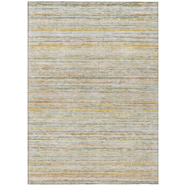 HomeRoots 5' Sage Striped Washable Area Rug – Elegant, Durable Design for Indoor and Outdoor Versatility 8' X 10' 607977