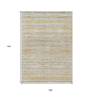 HomeRoots 5' Sage Striped Washable Area Rug – Elegant, Durable Design for Indoor and Outdoor Versatility 9' X 12' 607978