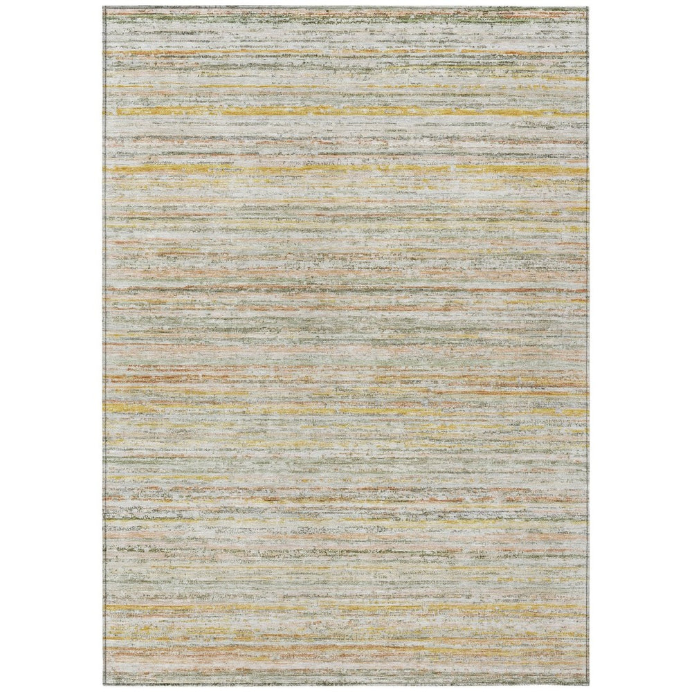 HomeRoots 5' Sage Striped Washable Area Rug – Elegant, Durable Design for Indoor and Outdoor Versatility 10' X 14' 607979
