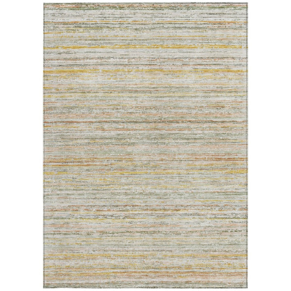 HomeRoots 5' Sage Striped Washable Area Rug – Elegant, Durable Design for Indoor and Outdoor Versatility 10' X 14' 607979