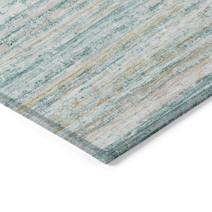 HomeRoots 5' Teal Blue Striped Washable Area Rug - Durable, Stain-Resistant, Perfect for Indoor & Outdoor Use 5' X 8' 607981
