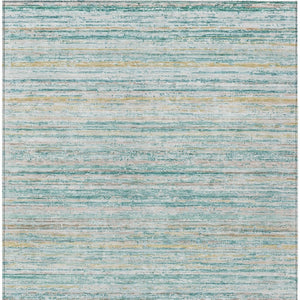 HomeRoots 5' Teal Blue Striped Washable Area Rug - Durable, Stain-Resistant, Perfect for Indoor & Outdoor Use 5' X 8' 607981