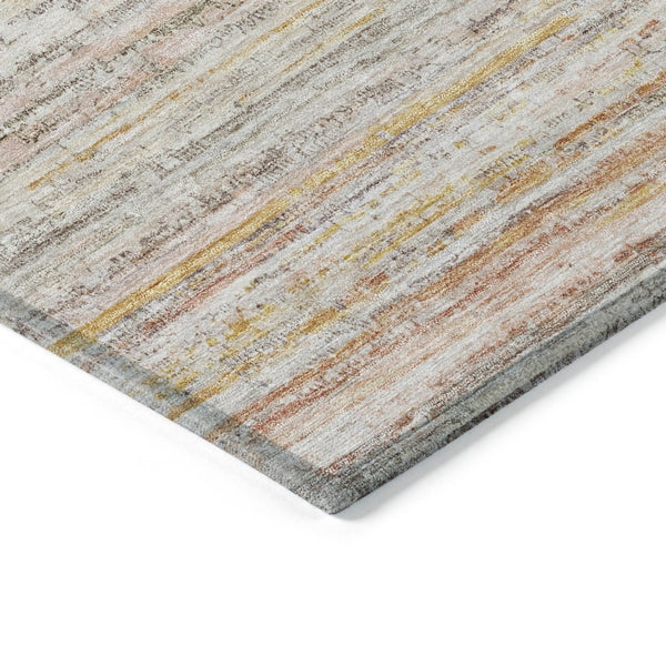 HomeRoots 5' Terra Cotta Striped Area Rug - Washable Indoor/Outdoor Style, Durable, Easy-Care Design for All Spaces 5' X 8' 607987