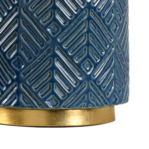 Wildwood Mountain Pine Lamp Hand-Finished Light Denim Ceramic With Antique Gold Leaf Mounting, Slim 29.5"H 60799
