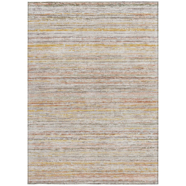 HomeRoots 5' Terra Cotta Striped Area Rug - Washable Indoor/Outdoor Style, Durable, Easy-Care Design for All Spaces 10' X 14' 607991