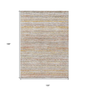 HomeRoots 5' Terra Cotta Striped Area Rug - Washable Indoor/Outdoor Style, Durable, Easy-Care Design for All Spaces 10' X 14' 607991