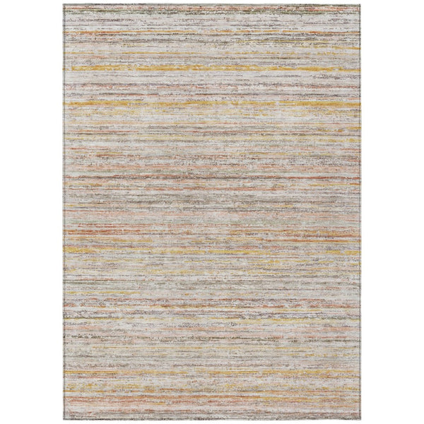 HomeRoots 5' Terra Cotta Striped Area Rug - Washable Indoor/Outdoor Style, Durable, Easy-Care Design for All Spaces 10' X 14' 607991