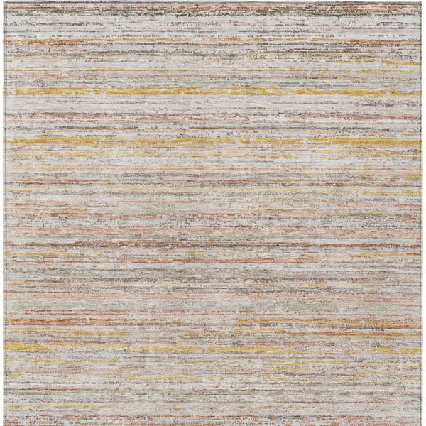 HomeRoots 5' Terra Cotta Striped Area Rug - Washable Indoor/Outdoor Style, Durable, Easy-Care Design for All Spaces 10' X 14' 607991