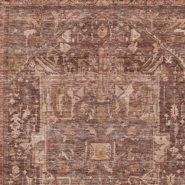 HomeRoots 5' Burgundy Medallion Area Rug - Stylish, Washable, Durable Indoor/Outdoor Decor for Any Space 5' X 8' 607993