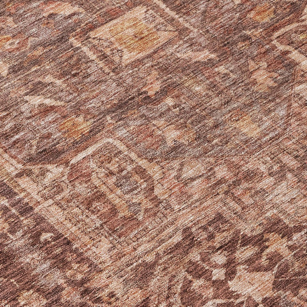 HomeRoots 5' Burgundy Medallion Area Rug - Stylish, Washable, Durable Indoor/Outdoor Decor for Any Space 8' Round 607994