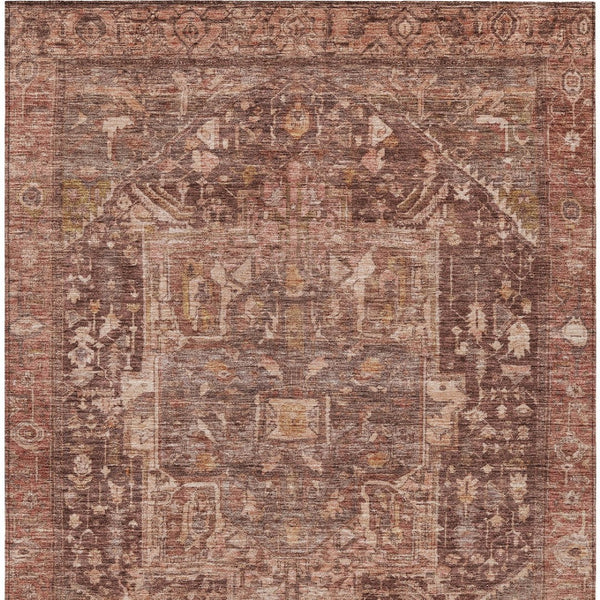 HomeRoots 5' Burgundy Medallion Area Rug - Stylish, Washable, Durable Indoor/Outdoor Decor for Any Space 8' X 10' 607995