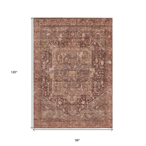 HomeRoots 5' Burgundy Medallion Area Rug - Stylish, Washable, Durable Indoor/Outdoor Decor for Any Space 8' X 10' 607995