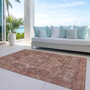 HomeRoots 5' Burgundy Medallion Area Rug - Stylish, Washable, Durable Indoor/Outdoor Decor for Any Space 8' X 10' 607995