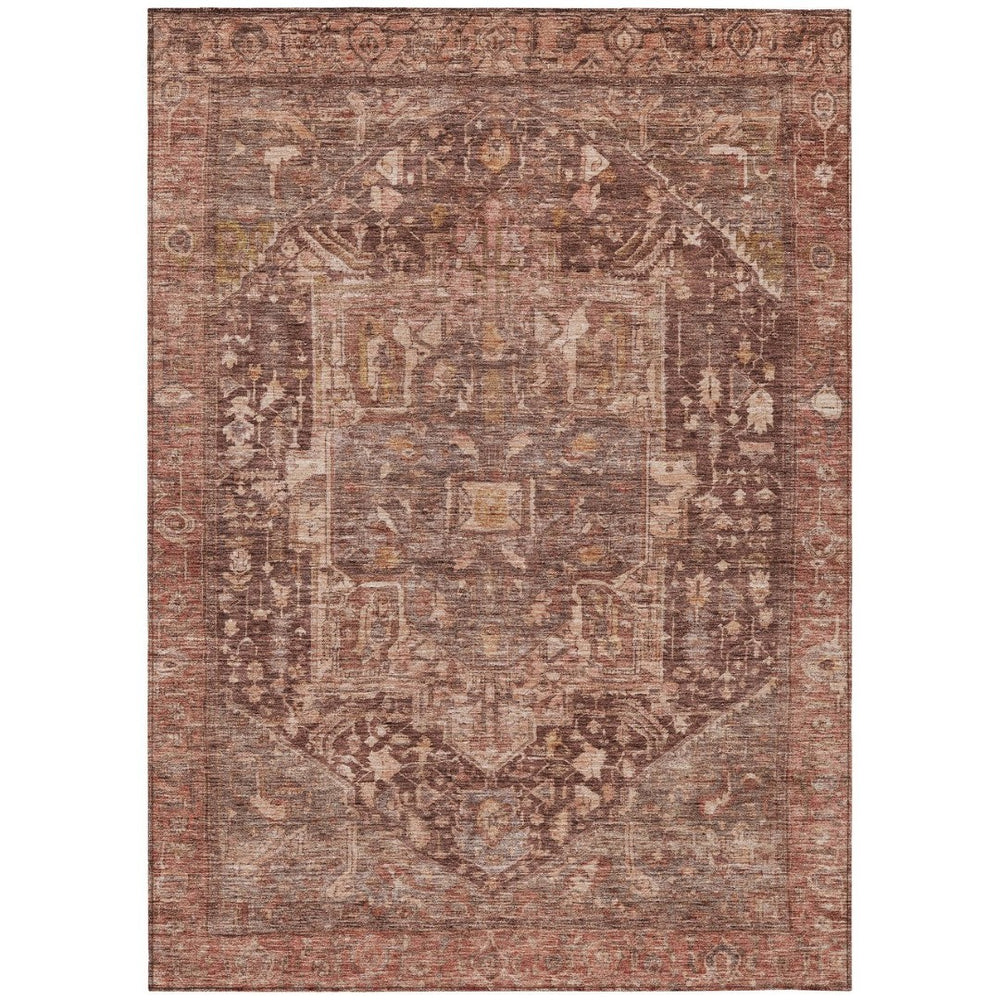 HomeRoots 5' Burgundy Medallion Area Rug - Stylish, Washable, Durable Indoor/Outdoor Decor for Any Space 9' X 12' 607996
