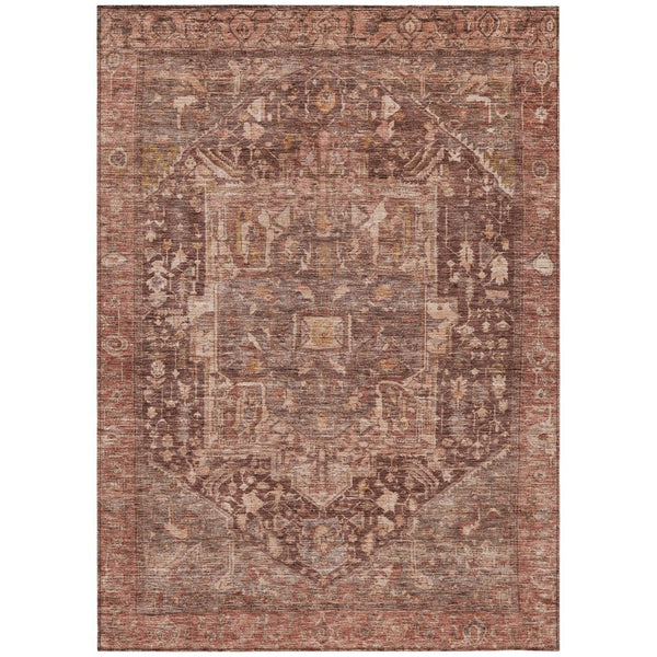 HomeRoots 5' Burgundy Medallion Area Rug - Stylish, Washable, Durable Indoor/Outdoor Decor for Any Space 9' X 12' 607996