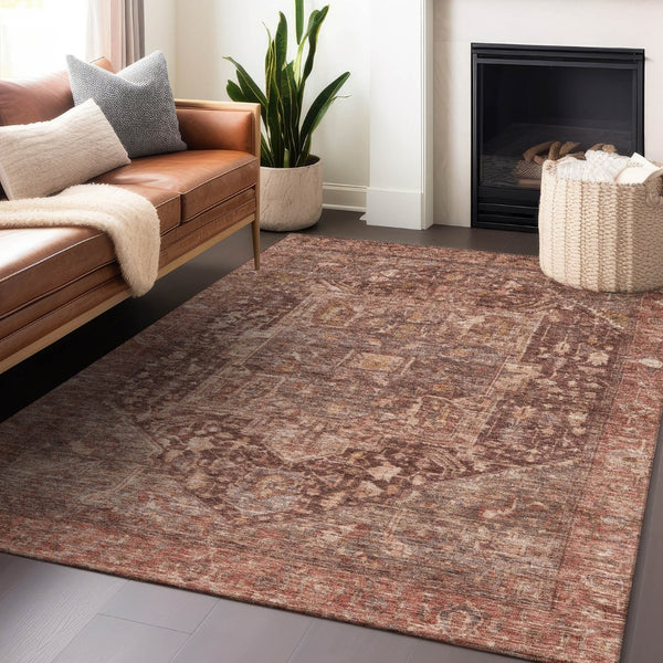 HomeRoots 5' Burgundy Medallion Area Rug - Stylish, Washable, Durable Indoor/Outdoor Decor for Any Space 9' X 12' 607996