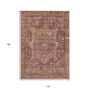 HomeRoots 5' Burgundy Medallion Area Rug - Stylish, Washable, Durable Indoor/Outdoor Decor for Any Space 10' X 14' 607997