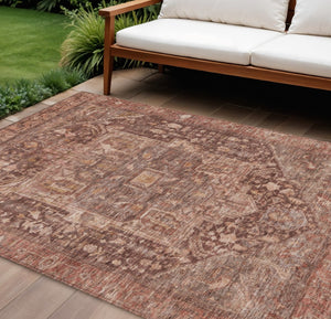 HomeRoots 5' Burgundy Medallion Area Rug - Stylish, Washable, Durable Indoor/Outdoor Decor for Any Space 10' X 14' 607997
