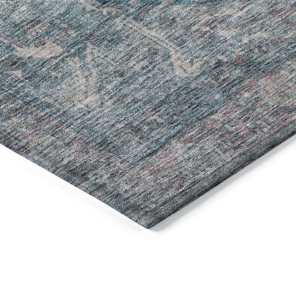 HomeRoots 5' Blue Medallion Washable Area Rug - Durable Indoor/Outdoor Design for High-Traffic Spaces 5' X 8' 607999