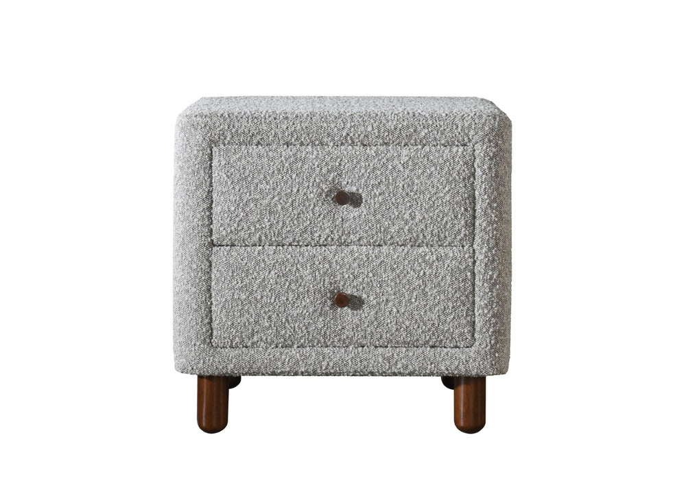English Elm Cleo Boucle Upholstered Nightstand with Two Drawers for a Soft Bedroom Aesthetic B2756P493474