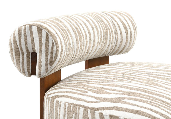 English Elm 1Pc Accent Chair - Beige Zebra Stripe Fabric With High-Density Foam & Walnut Legs For Modern Living Spaces B2741P401400
